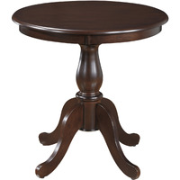 30 Dark Brown Round Turned Pedestal Base Wood Dining Table