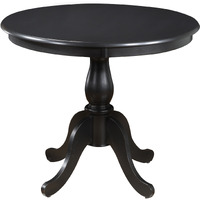 36 Antique Black Round Turned Pedestal Base Wood Dining Table