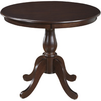36 Espresso Brown Round Turned Pedestal Base Wood Dining Table