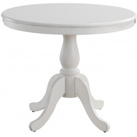 30 White Round Turned Pedestal Base Wood Dining Table