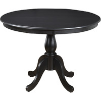 42 Antique Black Round Turned Pedestal Base Wood Dining Table