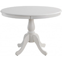 42 White Round Turned Pedestal Base Wood Dining Table