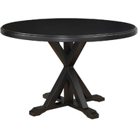 48 Antique Black Round X Pedestal Base Wood Dining Table