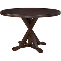 48 Espresso Brown Round X Pedestal Base Wood Dining Table
