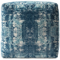 18 Blue Polyester Blend Ottoman