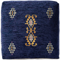 18 Blue Polyester Blend Ottoman