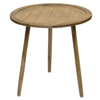 Set Of Three 23 Brown Rattan Round End Tables