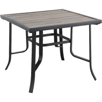 35 Brown And Black Square Metal Outdoor Dining Table