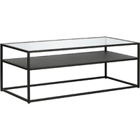 46 Black Glass Rectangular Coffee Table With Shelf