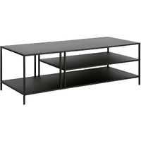 48 Black Steel Rectangular Coffee Table With Two Shelves