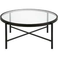 36 Black And Glass Round Coffee Table