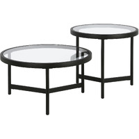 Set Of Two 30 Black Glass Round Nested Coffee Tables