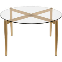 36 Gold And Glass Round Coffee Table