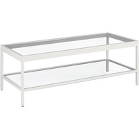 45 White And Glass Rectangular Coffee Table With Shelf