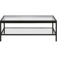 45 Black And Glass Rectangular Coffee Table With Shelf