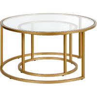 Set Of Two 35 Gold Glass Round Nested Coffee Tables