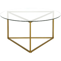 35 Gold And Glass Round Coffee Table