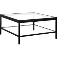 32 Black Glass Square Coffee Table With Shelf