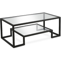 45 Black Glass Rectangular Coffee Table With Shelf