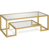 45 Gold Glass Rectangular Coffee Table With Shelf