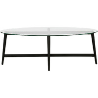 50 Black And Clear Glass Oval Coffee Table