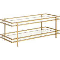 45 Gold Glass Rectangular Coffee Table With Shelf