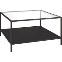 32 Black Glass Square Coffee Table With Shelf
