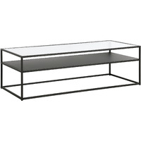 54 Black Glass Rectangular Coffee Table With Shelf
