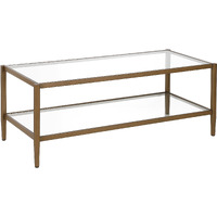 45 Gold Glass Rectangular Coffee Table With Shelf
