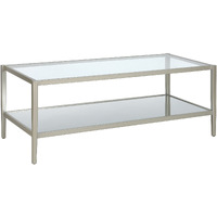 45 Silver Glass Rectangular Coffee Table With Shelf