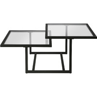 43 Black Glass Square Coffee Table With Two Shelves