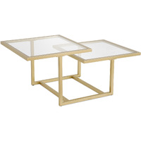 43 Gold Glass Square Coffee Table With Two Shelves
