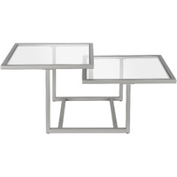 43 Silver Glass Square Coffee Table With Two Shelves