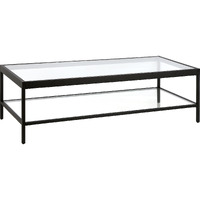 54 Black Glass Rectangular Coffee Table With Shelf