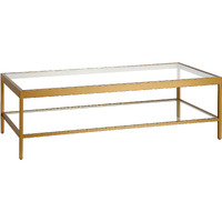 54 Gold Glass Rectangular Coffee Table With Shelf