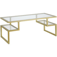 45 Gold Glass Rectangular Coffee Table With Two Shelves