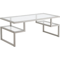 45 Silver Glass Rectangular Coffee Table With Two Shelves