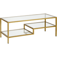 45 Gold Glass Rectangular Coffee Table With Two Shelves