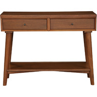 42 Brown Solid And Manufactured Wood Floor Shelf Console Table With Storage With Storage