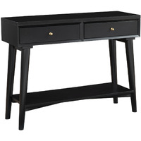 42 Black Solid And Manufactured Wood Floor Shelf Console Table With Storage With Storage