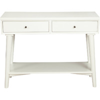 42 White Solid And Manufactured Wood Floor Shelf Console Table With Storage With Storage