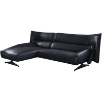 Gray Top Grain Leather L Shaped Two Piece Sofa And Chaise