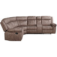 Chocolate Velvet Reclining Curved Three Piece Corner Sectional With Console