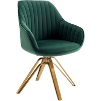 23 Green Velvet And Gold Swivel Arm Chair