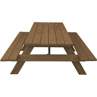 Wood Brown Solid Wood Outdoor Picnic Table Umbrella Hole