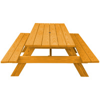 Natural Solid Wood Outdoor Picnic Table Umbrella Hole