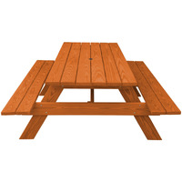 Redwood Solid Wood Outdoor Picnic Table Umbrella Hole