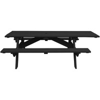 Charcoal Solid Wood Outdoor Picnic Table Umbrella Hole