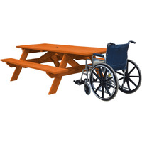 Redwood Solid Wood Outdoor Picnic Table Umbrella Hole