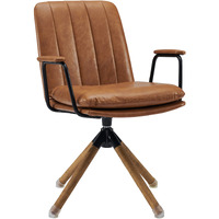 23 Carmel Brown Faux Leather Swivel Arm Chair